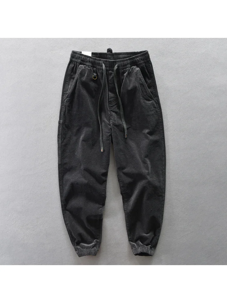 

2023 Autumn Winter New Men Vintage Corduroy Casual Trousers Keep Flex Heavyweight Soft Cotton Loose Wide-legged Pocket Joggers