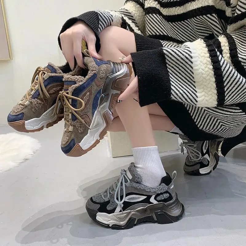 

Flying Snow Plus Velvet Tennis Shoes Women's Fall/winter 2021 Couple Cotton Shoes Invest In Thick-soled Ins Tide Wild Sports