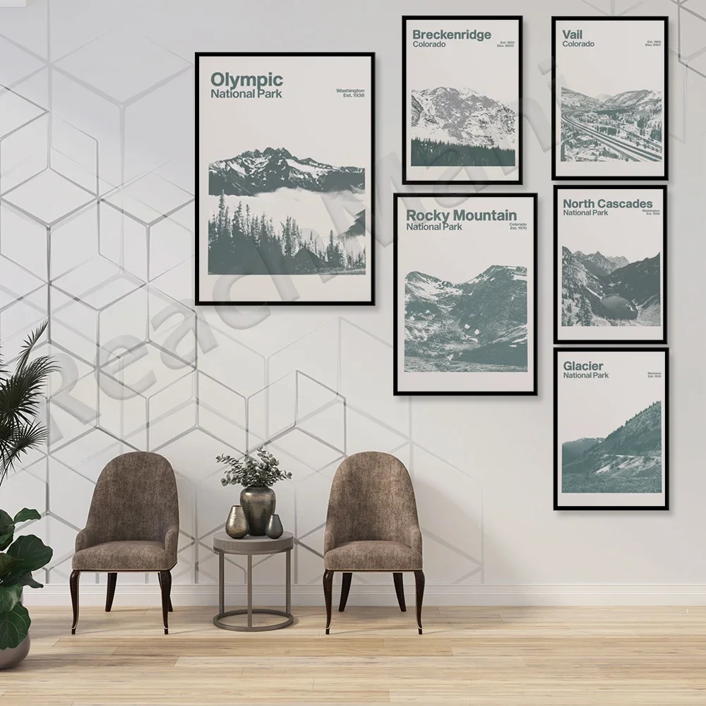 Mount Rainier Joshua Tree National Park Blue Ridge Drive Keystone Vail Colorado Breckenridge Ski Resort travel poster