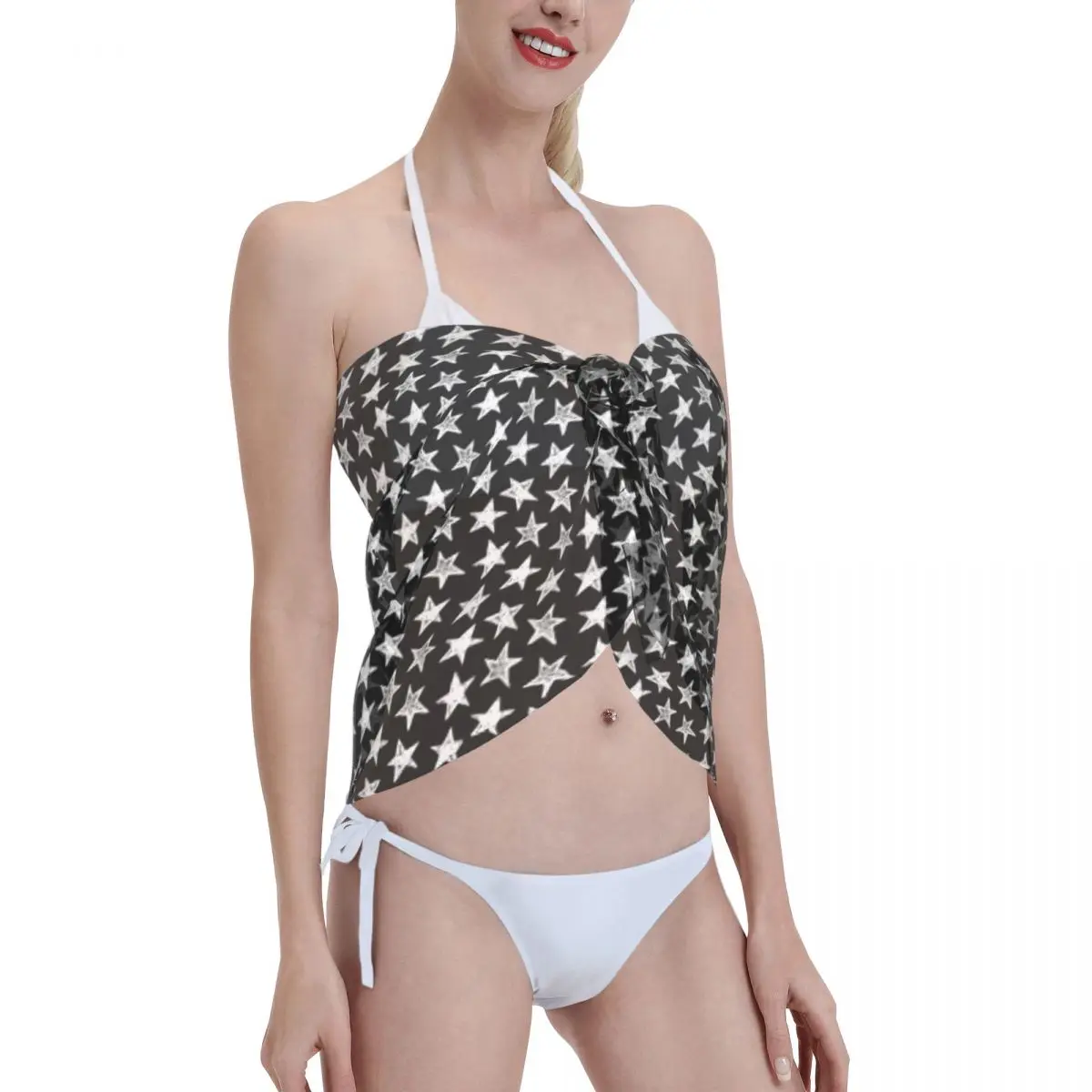 

Star Pattern Pareo Swimwear Cover Ups Women Perspective Beach Dress Beach Bikini Wrap