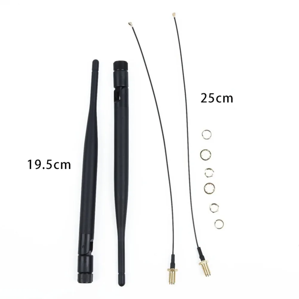 

2x 6dBi 2.4GHz 5GHz Dual Band WiFi RP-SMA Antenna + 2x 25cm U.fl IPEX Cable N8S5 5DB Adapter Cable Router Antenna(black)