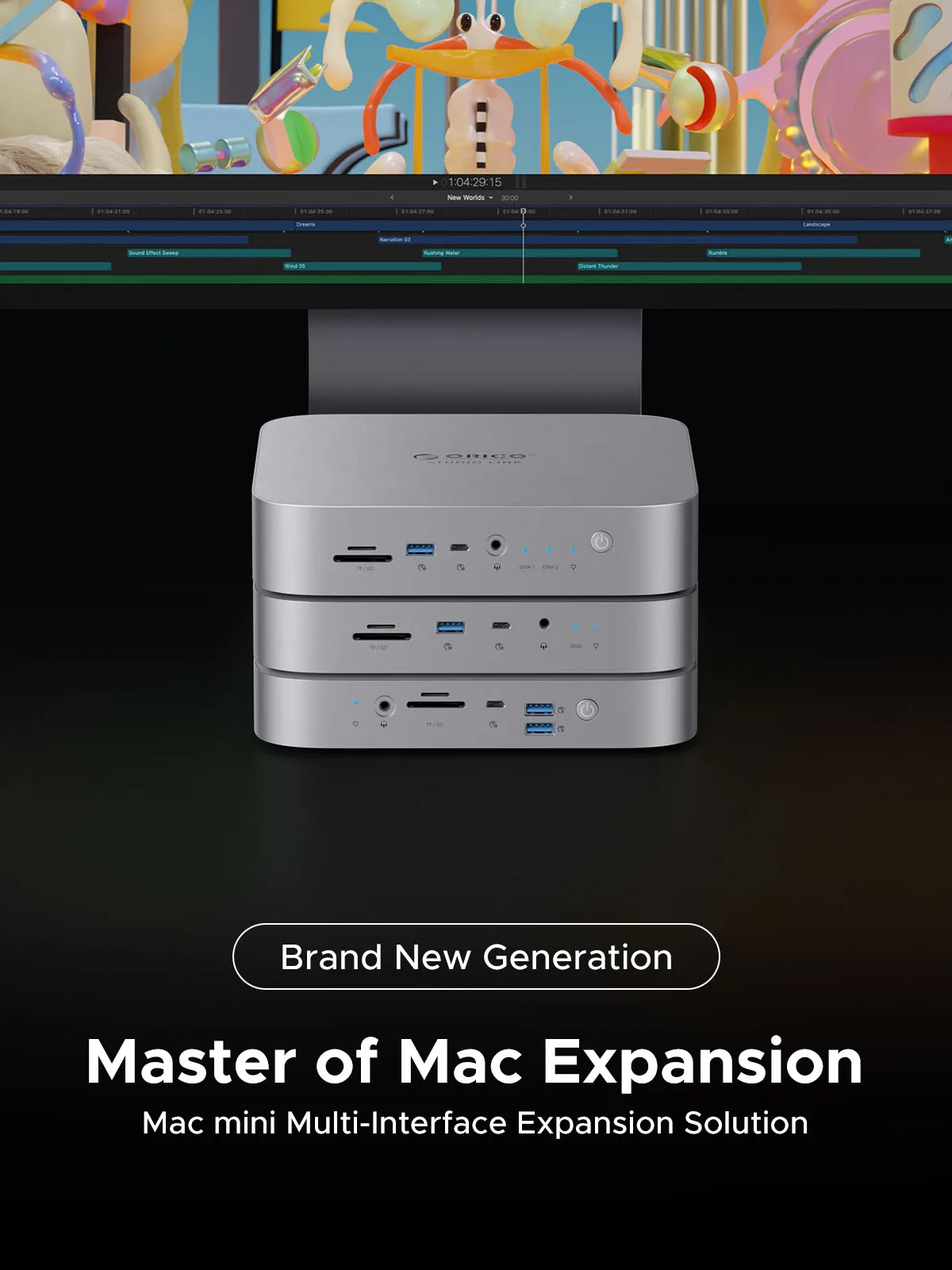 Док-станция ORICO StudioLink 11-в-1 8k30 Гц HDMI-совместимый адаптер DP USB C 10 Гбит/с 3 0 для Mac mini