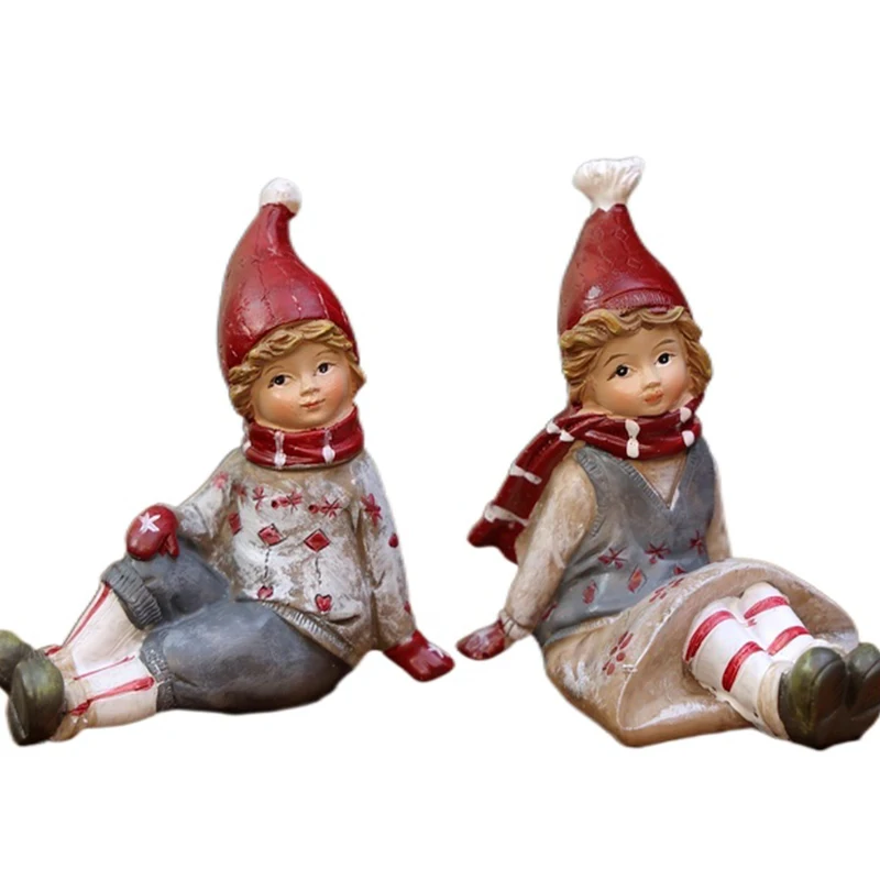 

American-style Country Christmas Retro Lovers Resin Figure Ornaments Birthday Gift Table Decoration Creative Ornaments