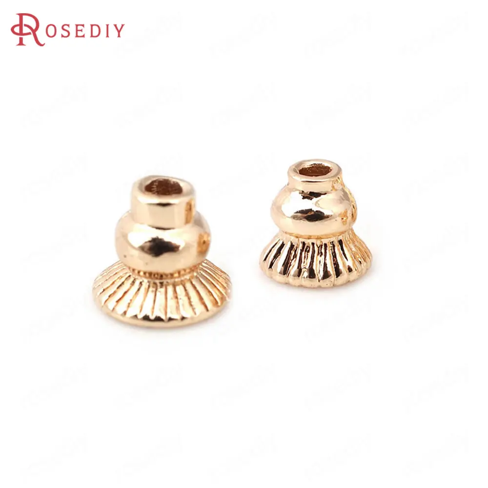 

10PCS 6.5MM 9MM High Quality Champagne Gold Color Plated Brass Beads Caps Tassel Caps High Quality Diy Jewelry Accessories