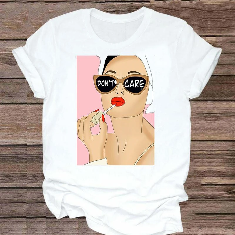 

WVIOCE Fashion 90s Make Up Lip New Trend Graphic Short Sleeve Women Clothes Tshirt Top Lady Print Female Tee T-Shirt 30886