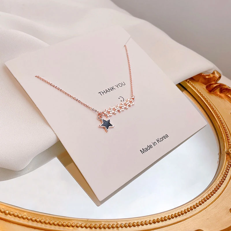 

Women's Steel Titanium Necklace New Star Pendant Tassel Clavicle Chain Choker Neck Chain Simple Fashion Jewelry Accessories Gift