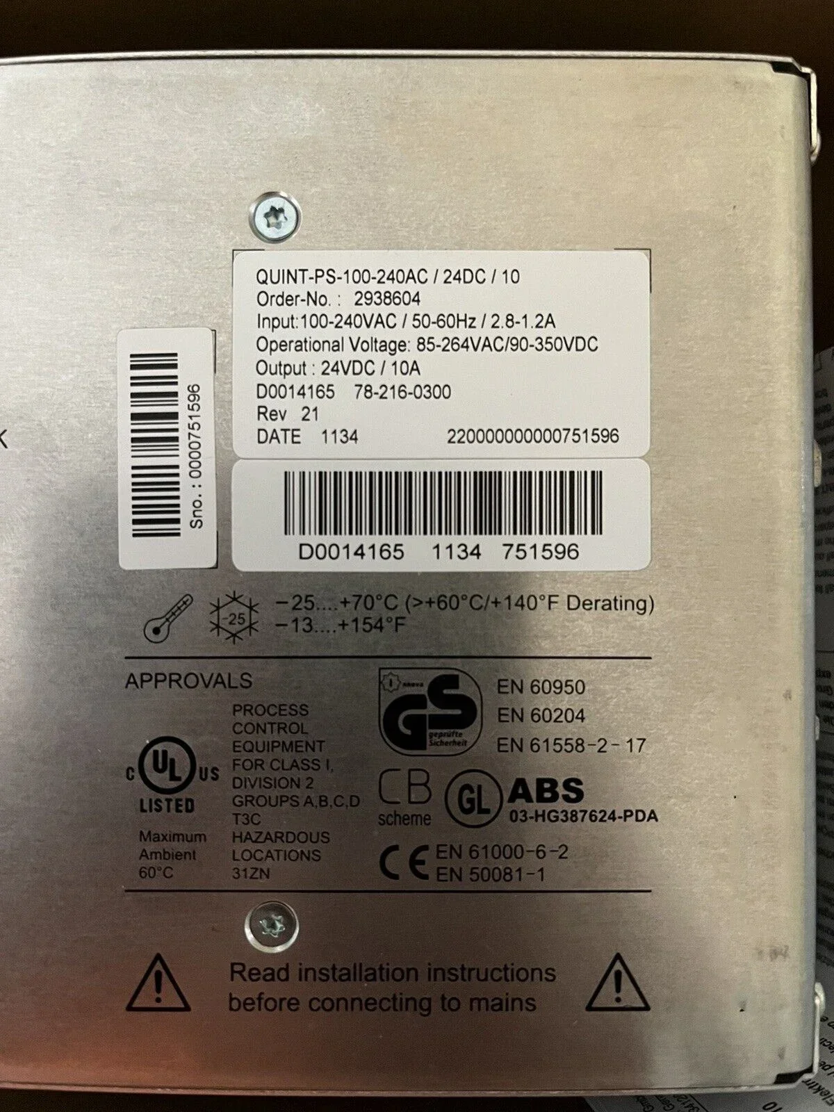 Оригинальный новый контакт на складе 2938604 QUINT-PS-100-240AC/24DC/10