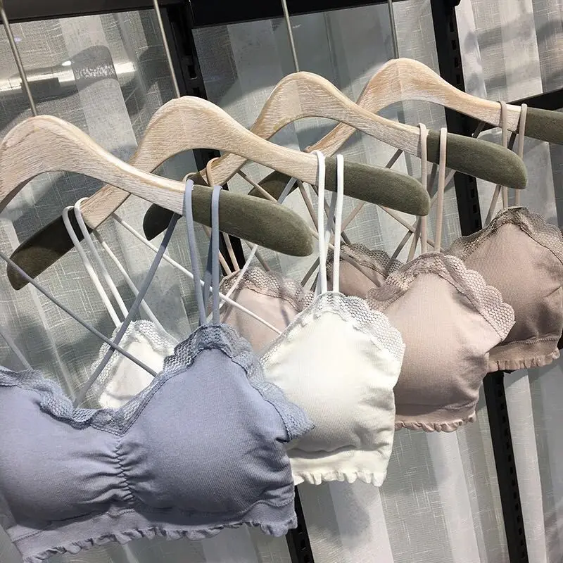 

Sexy Garter Brassiere For Women Push Up Shockproof Underwear Lace Decorative Soft Lingerie Female Black Bra Crop Tops Tube Top