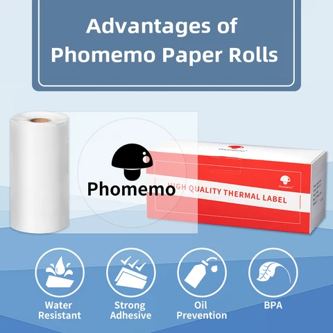 Квадратная термобумага Phomemo M110/M200/M220, многофункциональная самоклеящаяся этикетка для этикеток штрих-кода, дизайн логотипа «сделай сам», фотобумага