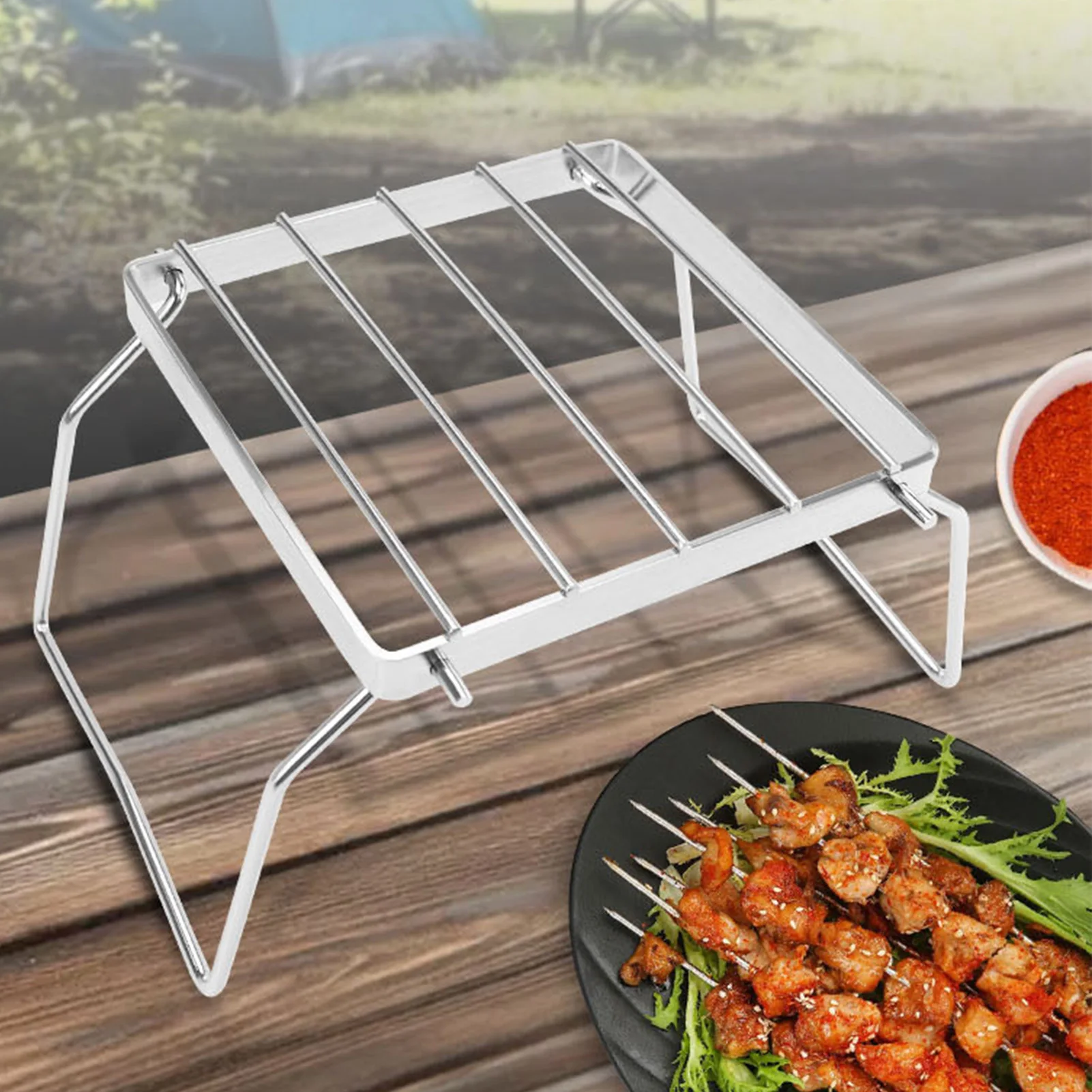 

Stainless Steel Folding Grill Rack Portable Outdoor Camping Stove Oven Campfire BBQ Grill Stand Barbecue Tool Accessories