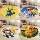 Мультяшные коврики с покемонами, круглый ковер, нескользящий игровой коврик с покемонами, напольный коврик, милый напольный коврик для спальни, уличный ковер