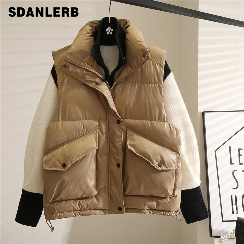 

Autumn and Winter New Thick Warm Outer Wear Vest Loose Slimming Solid Color Women's Waistcoat Sleeveless Cotton-Padded Jacket