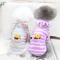 2022 dog hoodie with cute bear pocket s xxl pet clothes dog cat costume striped warm doggie clothing teddy corgi bichon outfit