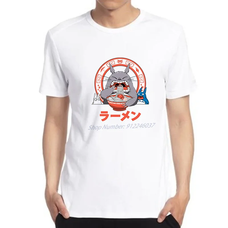

Men T-shirts Studio Ghibli Japanese Anime The Totoro Ramen T Shirt Cool Tops Tees oversized t shirt graphic Shirt Men clothing