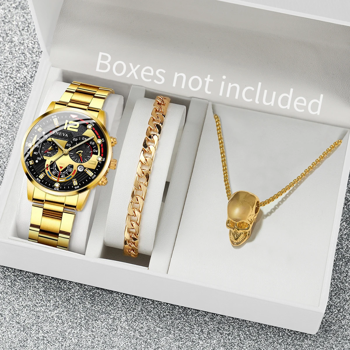 3 шт./комплект мужские кварцевые часы со стальным ремешком