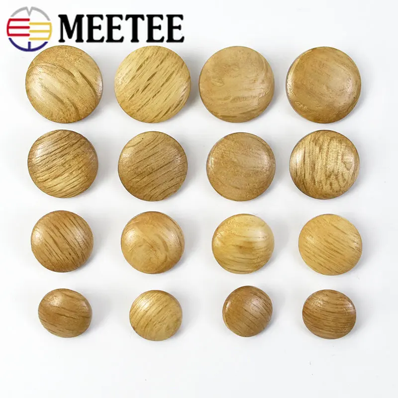 

Meetee 50/100Pcs 15/18/20/23mm Natural Wooden Button Metal Shank Buttons Casual Shirt Coat Decoration Buckles Sewing Accessories