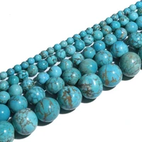 natural round turquoise spacer loose stone beads for jewelry making diy bracelet