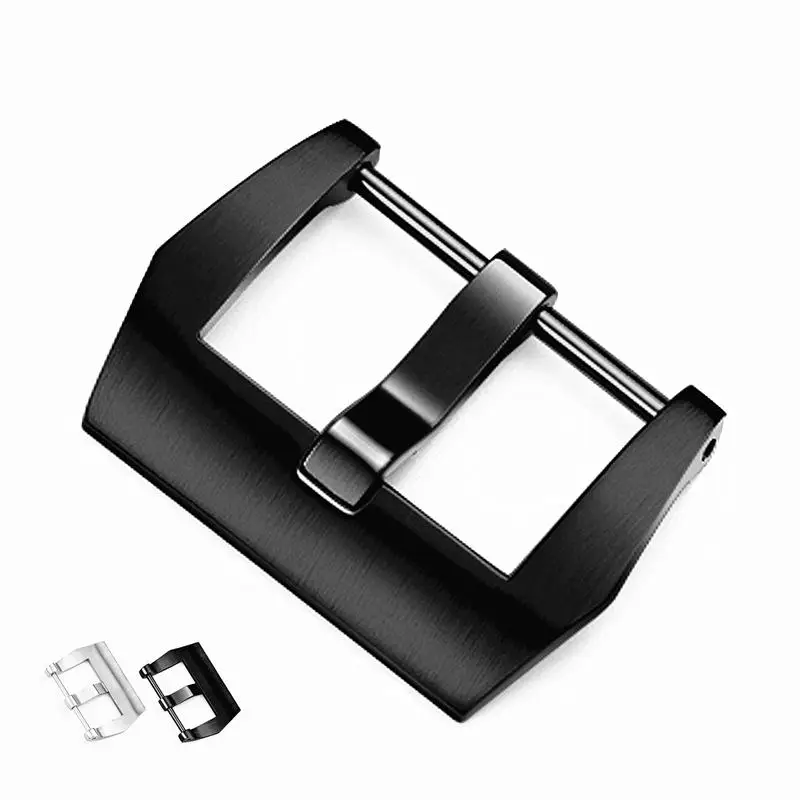 Brushed Stainless Steel Pin Buckle Leather Strap Black Silver  Watch Buckle 18mm 20mm 22mm 24mm 26mm Fit For Panerai Watches