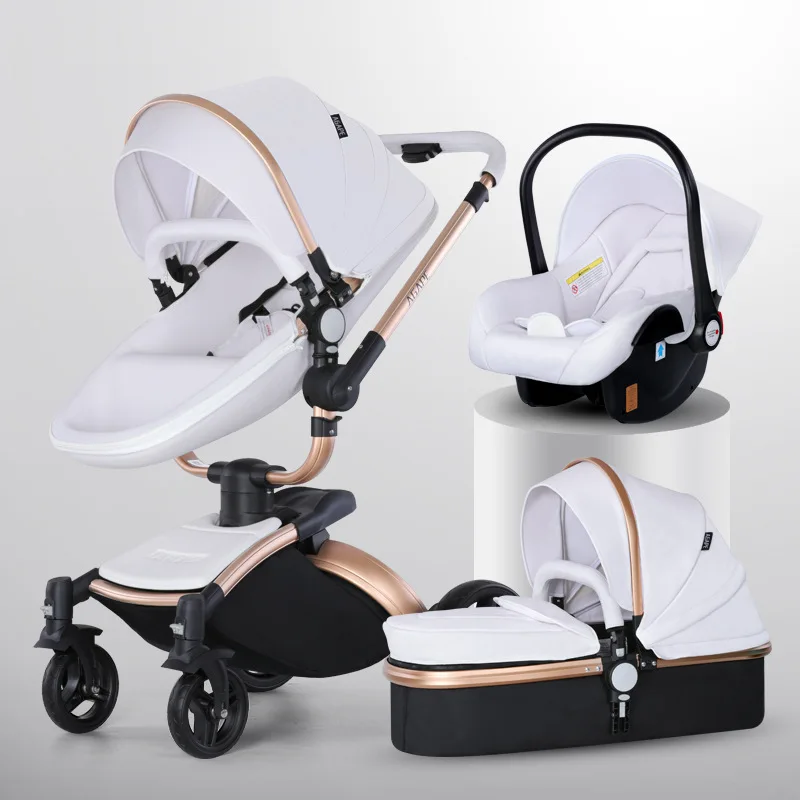 AGAPE High Landscape Baby Stroller 3 in 1 With Car Seat and Luxury Infant Set Newborn Trolley | Мать и ребенок