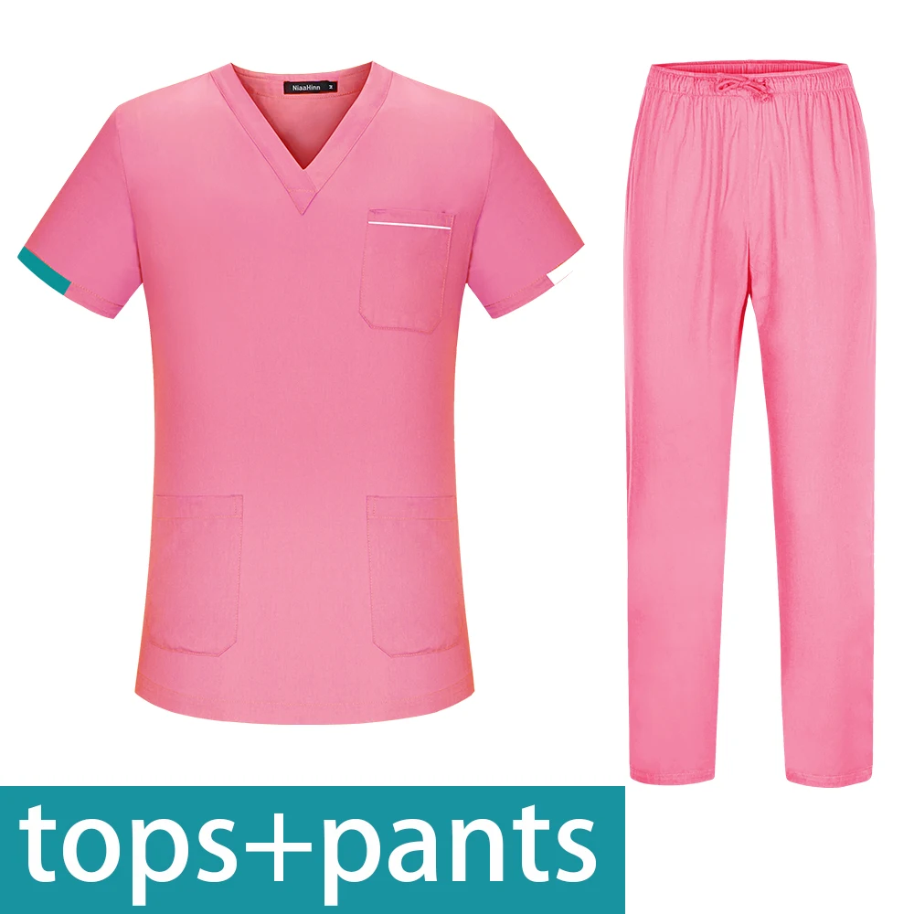 Мужской однотонный костюм с коротким рукавом для медсестер одежда униформа