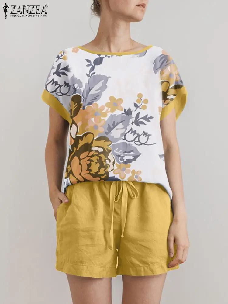 Шорты ZANZEA женские на шнуровке повседневный свободный комплект из 2 предметов