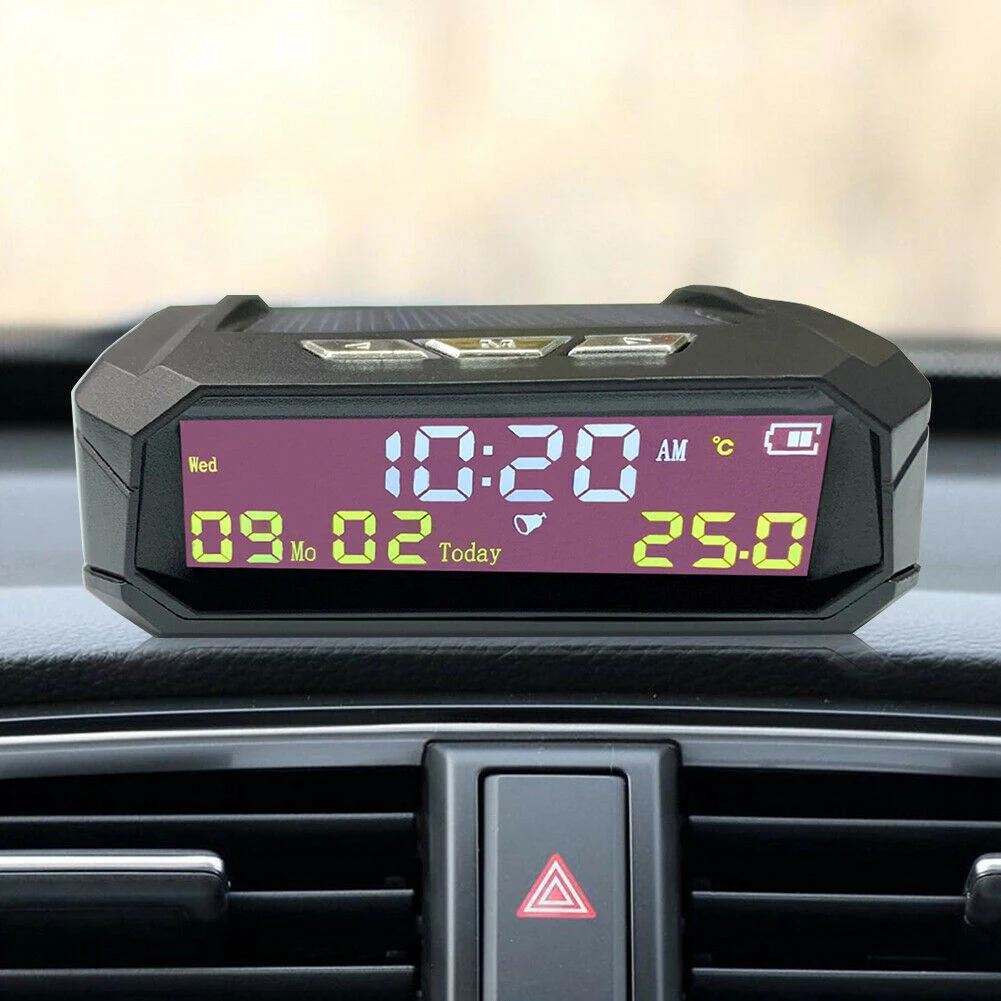 

Автомобильные цифровые часы AN02 TPMS на солнечной батарее с датой и дисплеем температуры в автомобиле, Высокоточный ЖК-дисплей