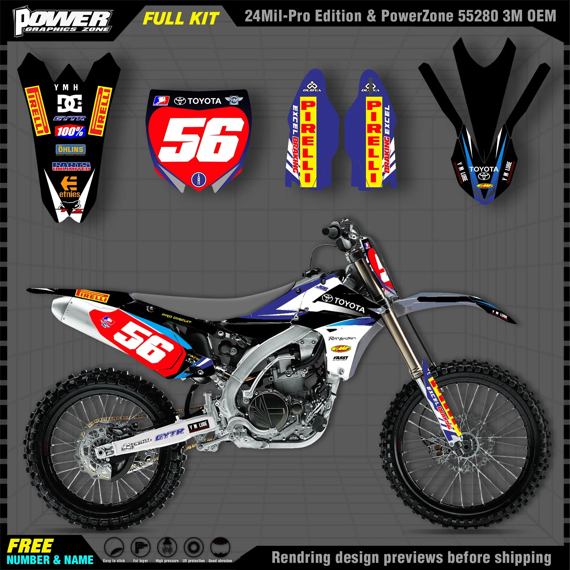 

PowerZone Custom Team Graphics Backgrounds Decals 3M Stickers Kit For YAMAHA 2010-2013 YZF450 003