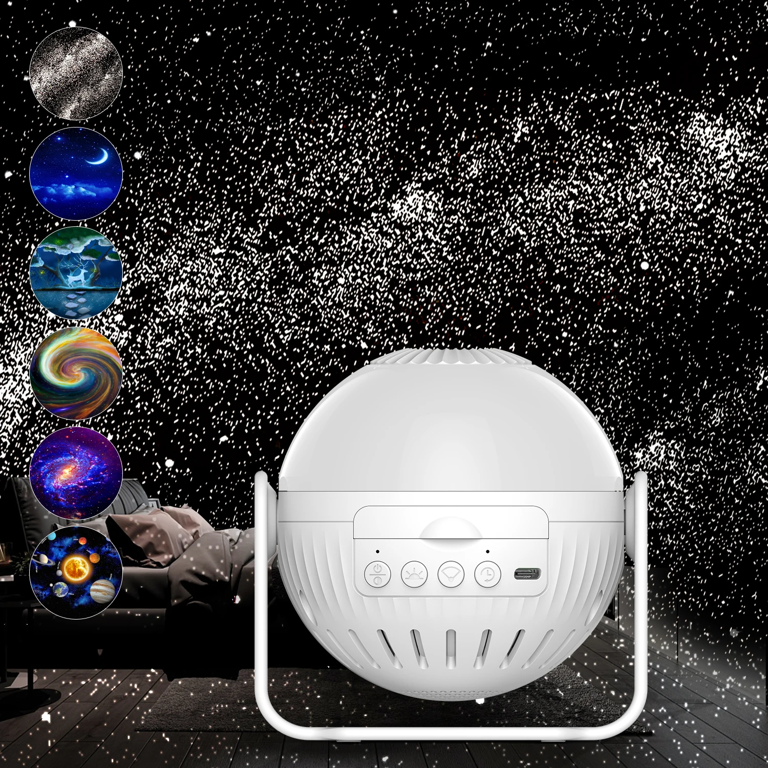 

LED Star Projector Night Light 7 in 1 Galaxy Starry Sky Projector Lamp Planetarium Projectionr USB Rotating Night Lights 우주 무드등
