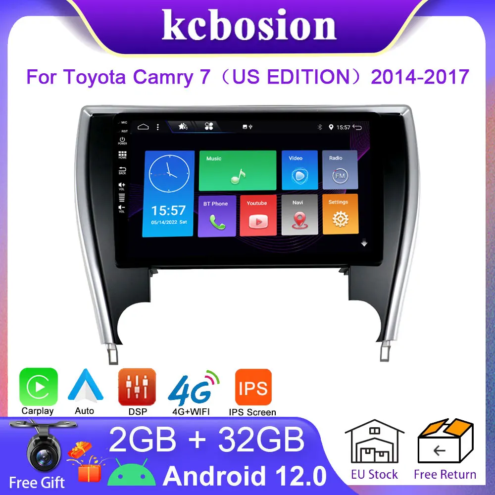 

Kcbosion 2 din Android 12 Auto Radio For Toyota Camry 7 2014-2017 Carplay IPS DSP 4G Car Multimedia GPS 2din autoradio SWC Wifi