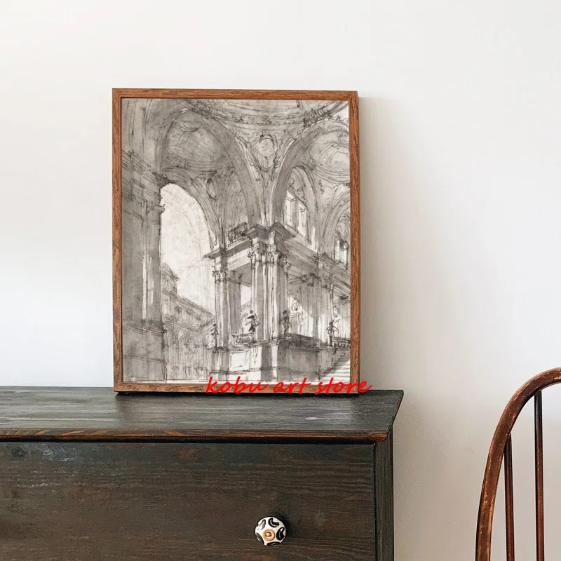 Архитектурный рисунок постер на холсте