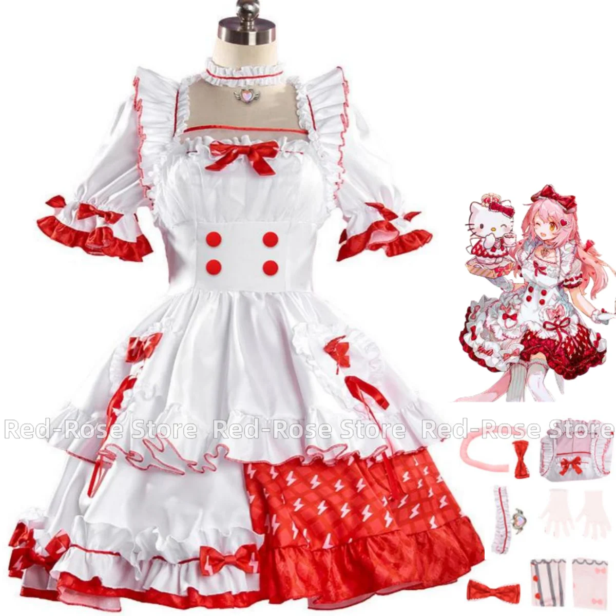 Косплей-костюм золотого цвета из аниме красный и белый