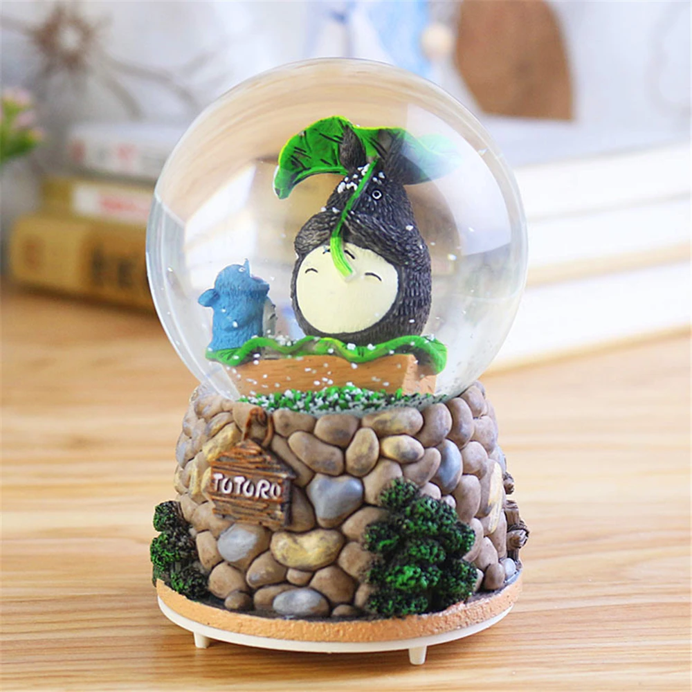 Totoro музыкальная шкатулка в виде хрустального шара автоматический плавающий снег
