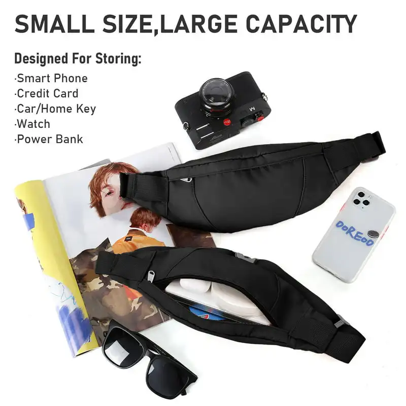 Fashionable Waterproof Black Multi Color Crossbody Waist Fanny Belt Bag for Women Sling Sports Bag with Headphone Jack Men