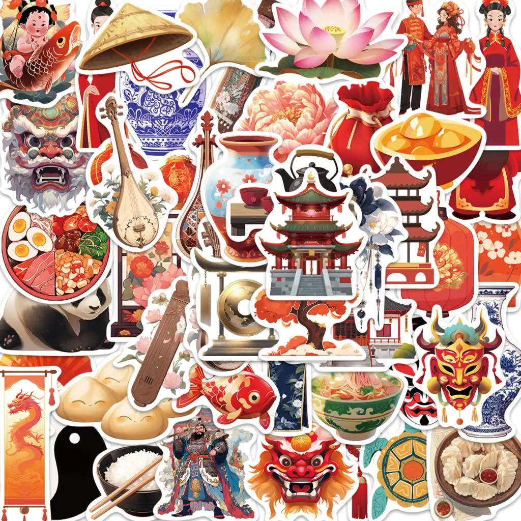 

10/50pcs Stickers Chinese Style Cartoon Graffiti Cartoon Skateboard Waterproof Luggage Sport DIY Laptop Car Stickers Decal Kids