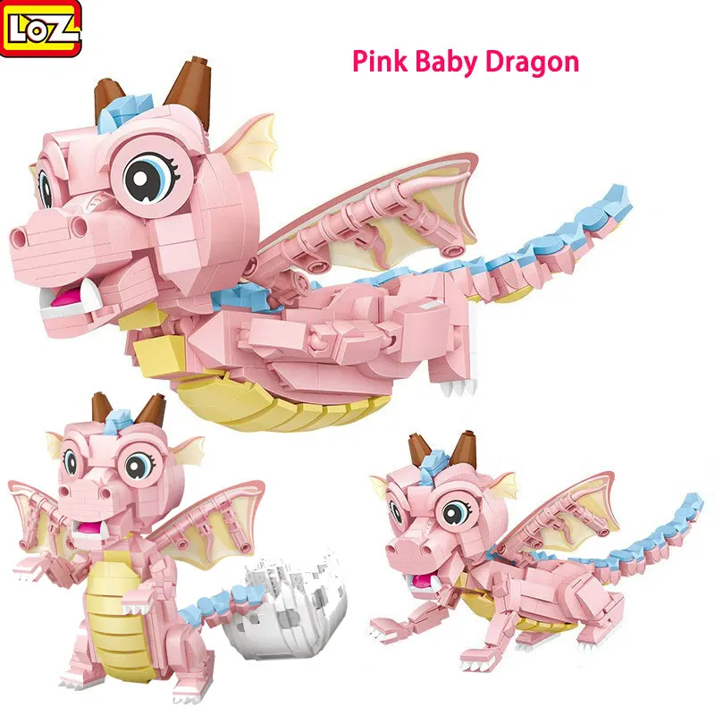 

LOZ Creative Mini Blocks Cute Animals Pink Dragon Baby Small Particles Models Assembled Puzzle Decoration Toys For Children Gift