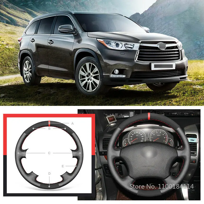 

Black Genuine Leather Steering Wheel Cover for Toyota Land Cruiser Prado 120