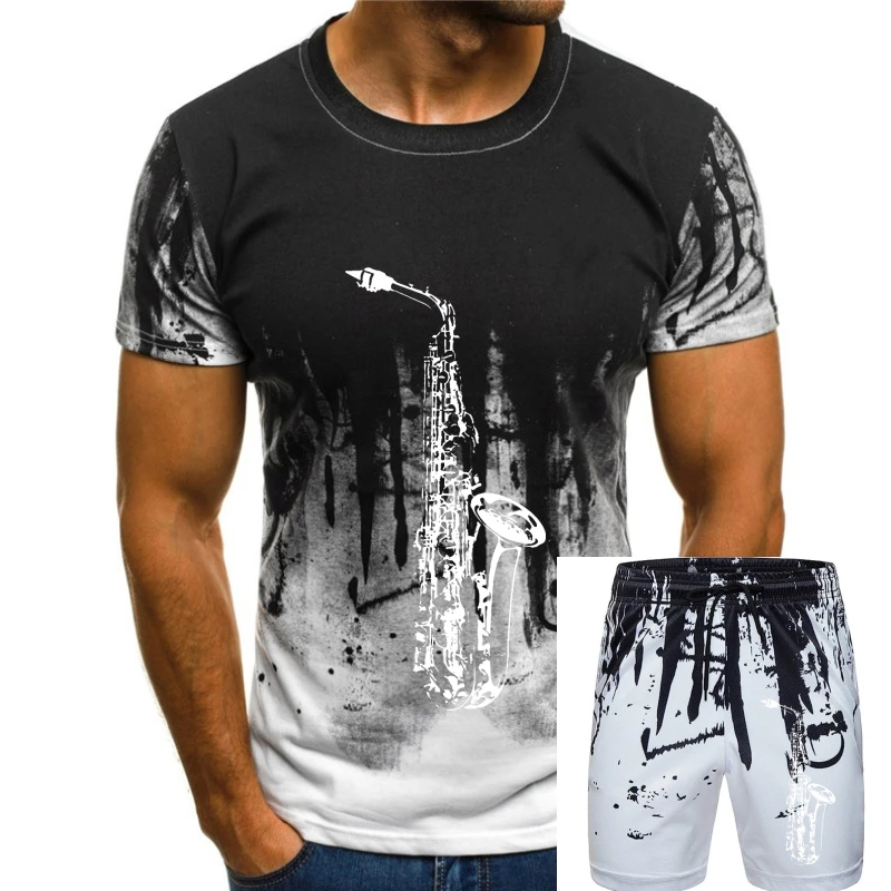 

Мужская футболка с принтом Sax, хлопковая Футболка с круглым вырезом, модная летняя футболка с принтом солнечного света
