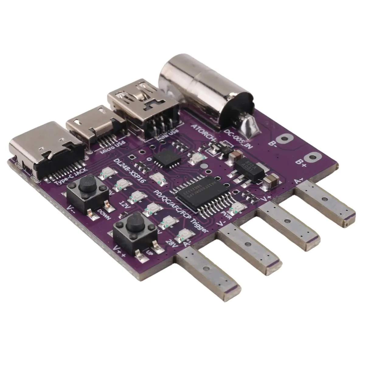 Фото Инструмент для тестирования зарядных устройств DT928~Type-C PD3.1 с быстрой зарядкой, 4-проводной тестовой платой, вольтметром и имитатором нагрузки 140 Вт для тестера нагрузки DL24 №3