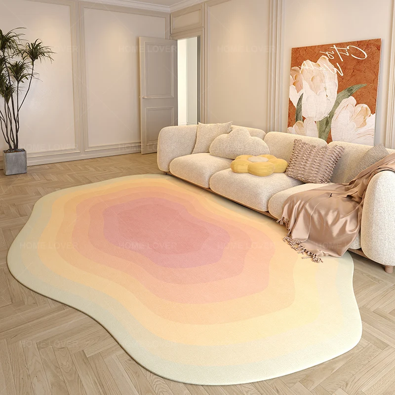 

Modern Luxury Living Room Decoration Carpet Irregular Creamy Bedroom Bedside Bay Window Carpets Fluffy Soft Study Cloakroom Rug