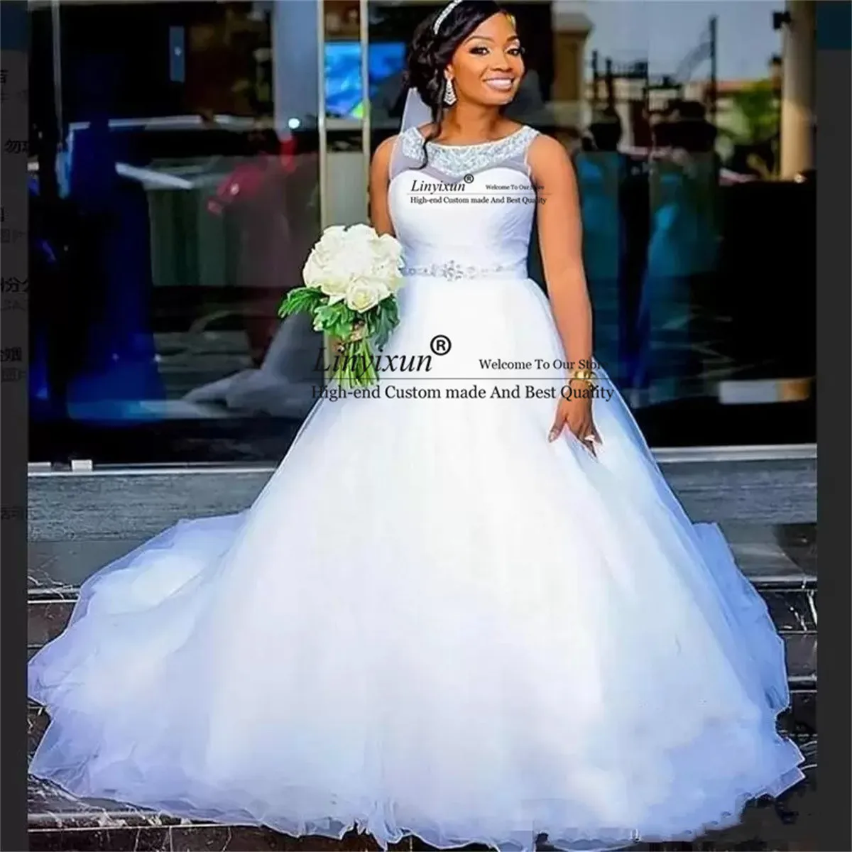 

Современное прозрачное кружевное свадебное платье с длинным рукавом, ТРАПЕЦИЕВИДНОЕ Тюлевое кружевное свадебное платье с аппликацией и шл...
