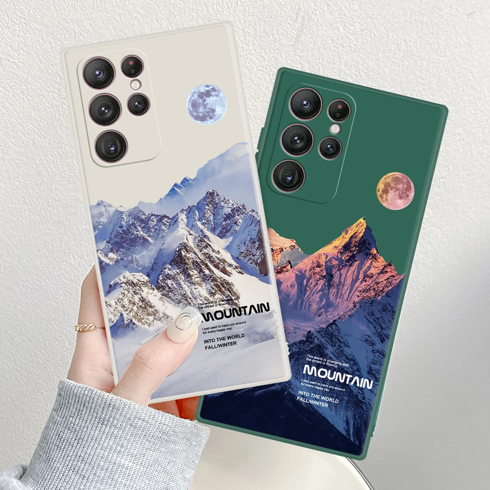 

Snow Mountain Sunset Case For Samsung S22 S21 S20 Ultra Plus A73 A53 A22 A13 A12 M12 A33 A32 A72 A71 A52 A52S A51 Silicone Case