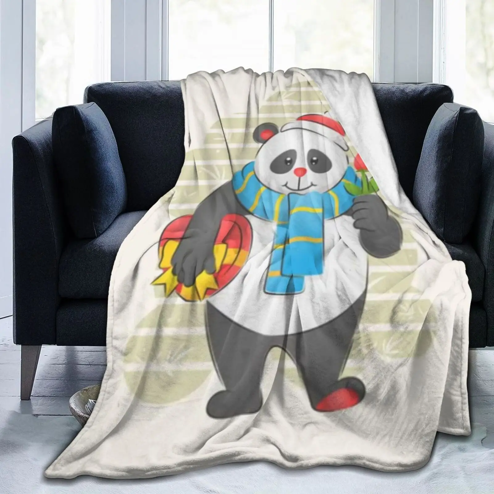

Flannel Blanket Comfortable Soft Warm Fleece Pillow Up Sofa Bed Cover Panda Dun's Rose Valentine's Day Gift 80X60 Inch