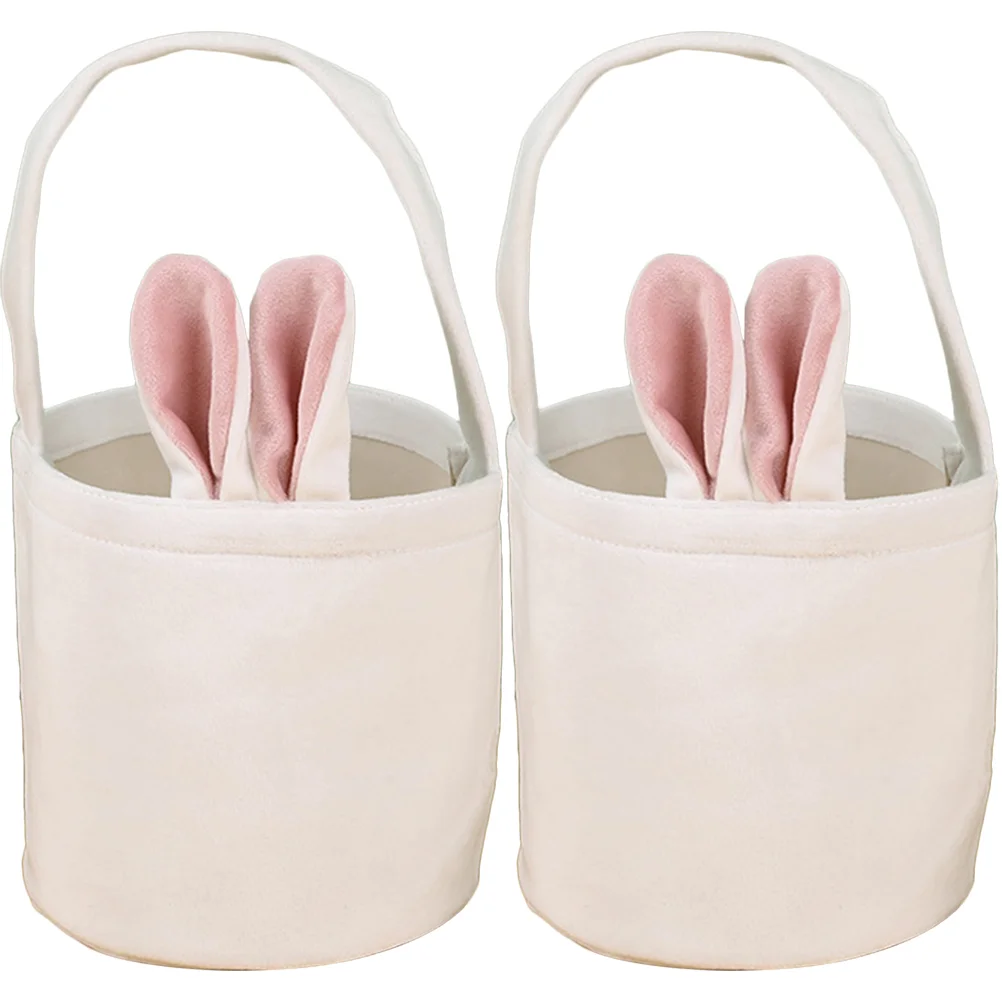

Easter Bunny Candy Baskets Tote Rabbit Party Bucket Kids Gift Ear Goodies Basket Handheld Egg Gifts Jute Favor Handles Treat