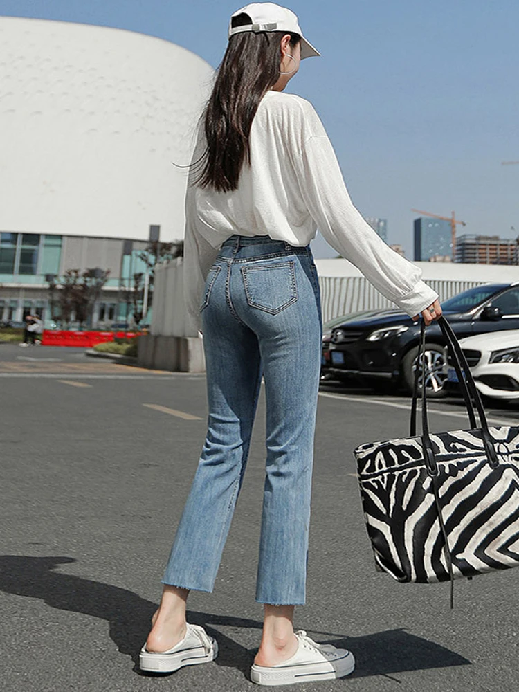 Straight Jeans Women's Autumn 2023 New High Waist Pants Vintage Clothes Cargo Pants Y2k Style Korean Fashion Denim Trousers