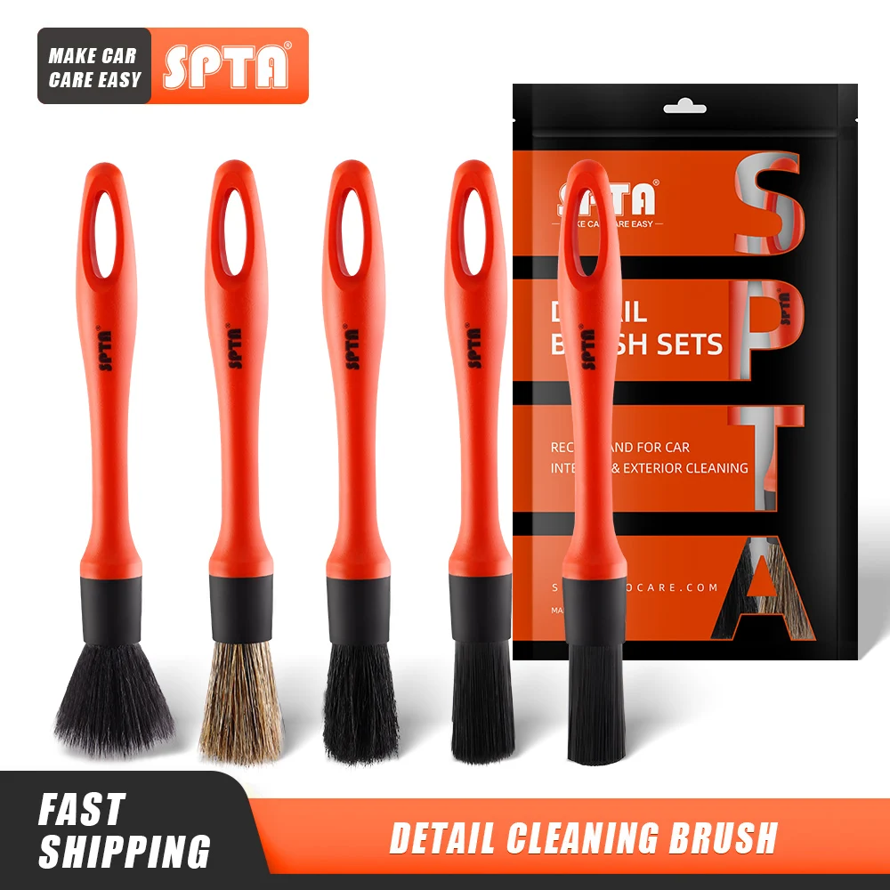 

(Singl Sale) SPTA Car Detailing Brush,Boar Hair Detailing Brush Set, for Cleaning Air Vents, Engine Bays, Dashboard & Wheels