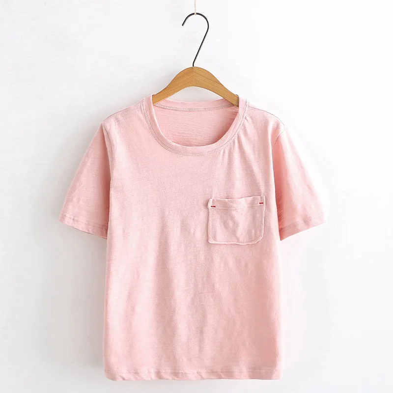 

Футболка женская с круглым вырезом, Свободный Топ с коротким рукавом, однотонная майка большого размера, на лето