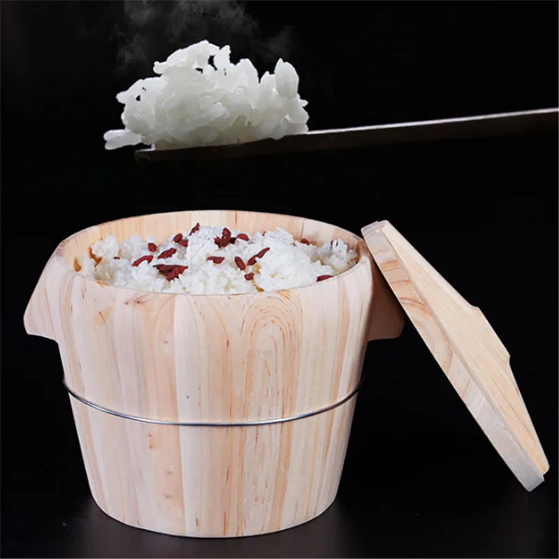 

Steamed rice wooden barrel rice retort kitchen household fir size wooden barrel steamer bamboo commercial steaming grid drawer