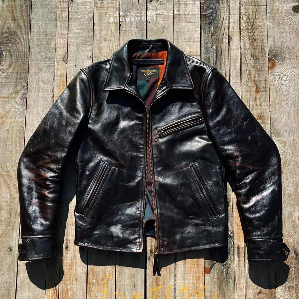 

Brando Genuine J-97 Tailor Asian Size Super High Quality Japanese Tea Core Horse Leather Classic 1930S Retro Biker Jacket