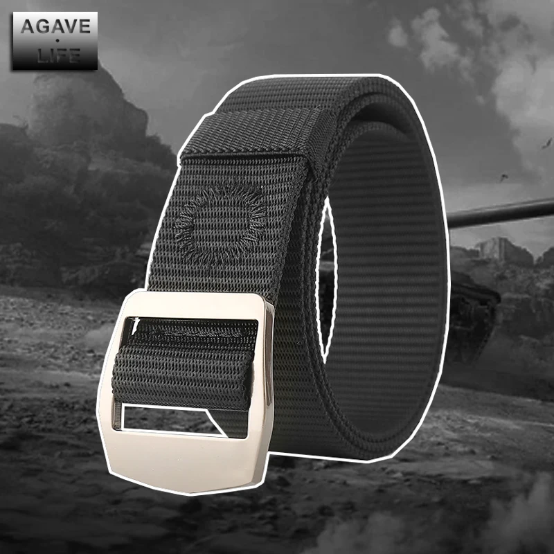 

Ремень мужской Эластичный в стиле милитари, Модный повседневный брезентовый Быстросохнущий нейлоновый тактический пояс с металлическим брезентом, однотонная Пряжка для повседневной носки и походов