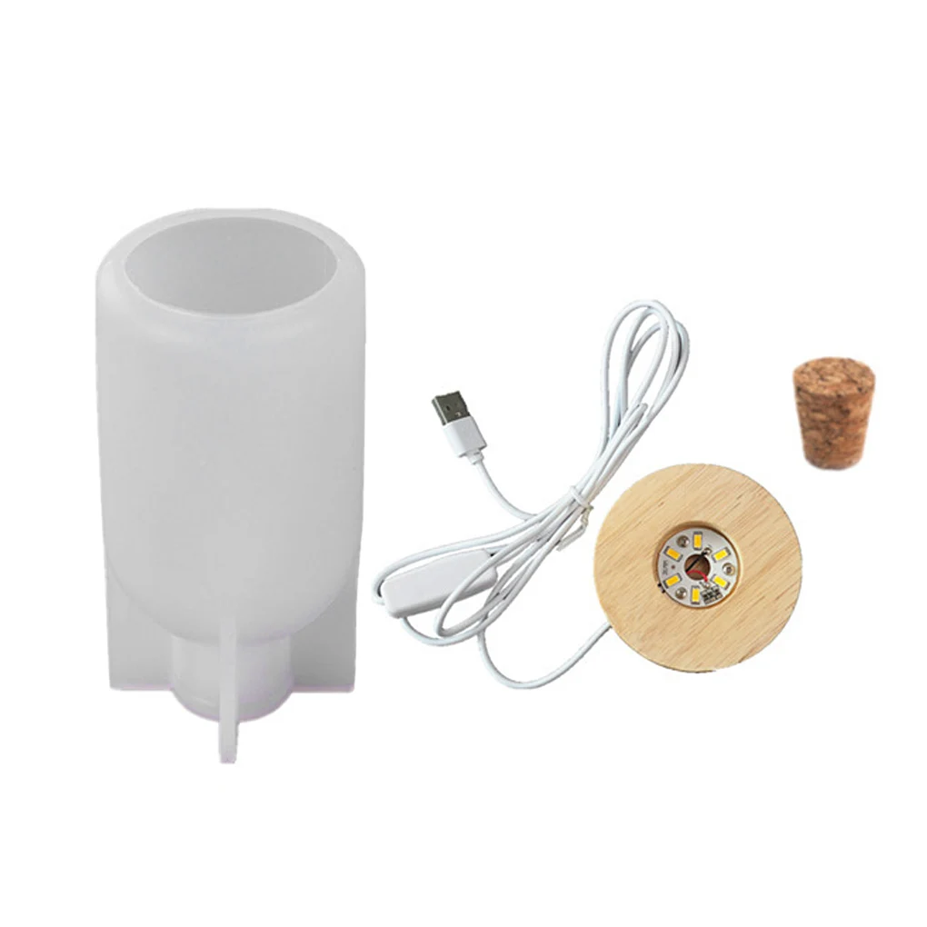 

Crystal Epoxy Bottle Mold DIY LED Light Craft Decoration Holder Silicone Resin Round Mold Handmade Bottle Casting Night Lamp Set